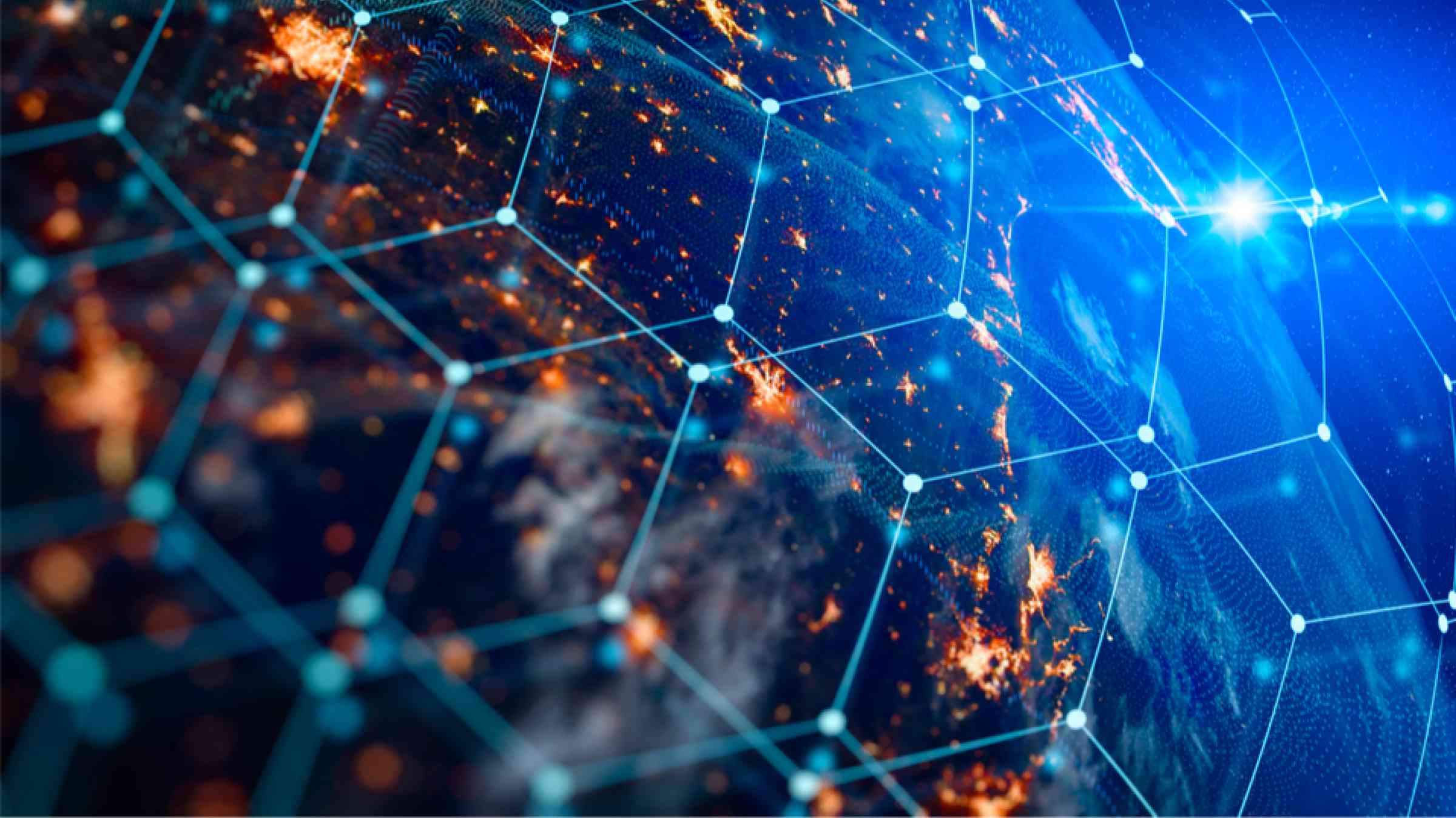 Global network and telecommunication on earth.